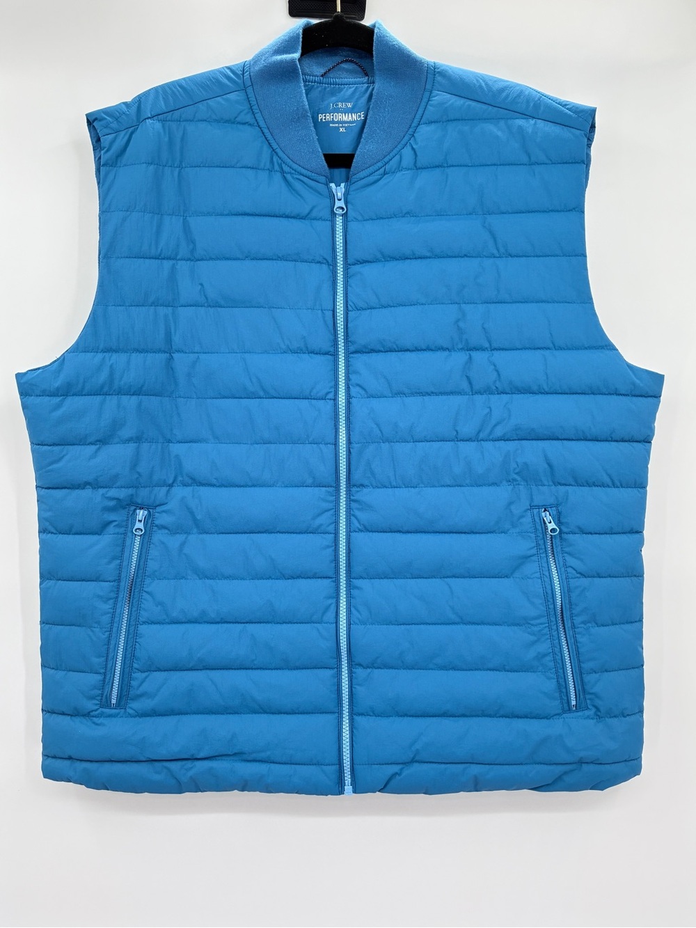 J.CREW Factory Performance Mens Blue Quilted Full Zip Vest Pockets XL BJ931